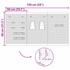 Tool Wall Panel 3 pcs Grey 150 x 1 x 80 cm