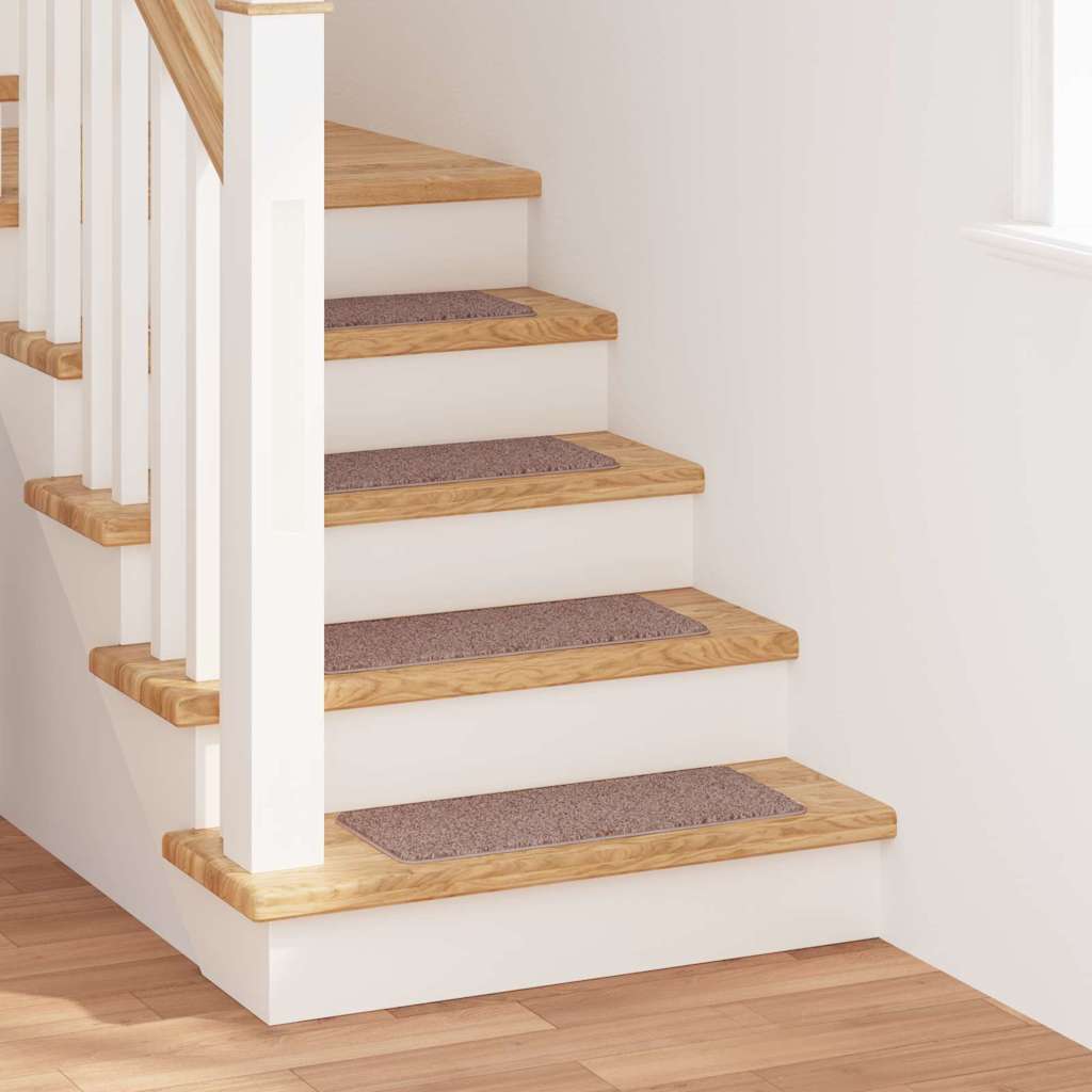 Anti-slip Stair Mats 15 pcs Light brown 60 x 25 cm PP