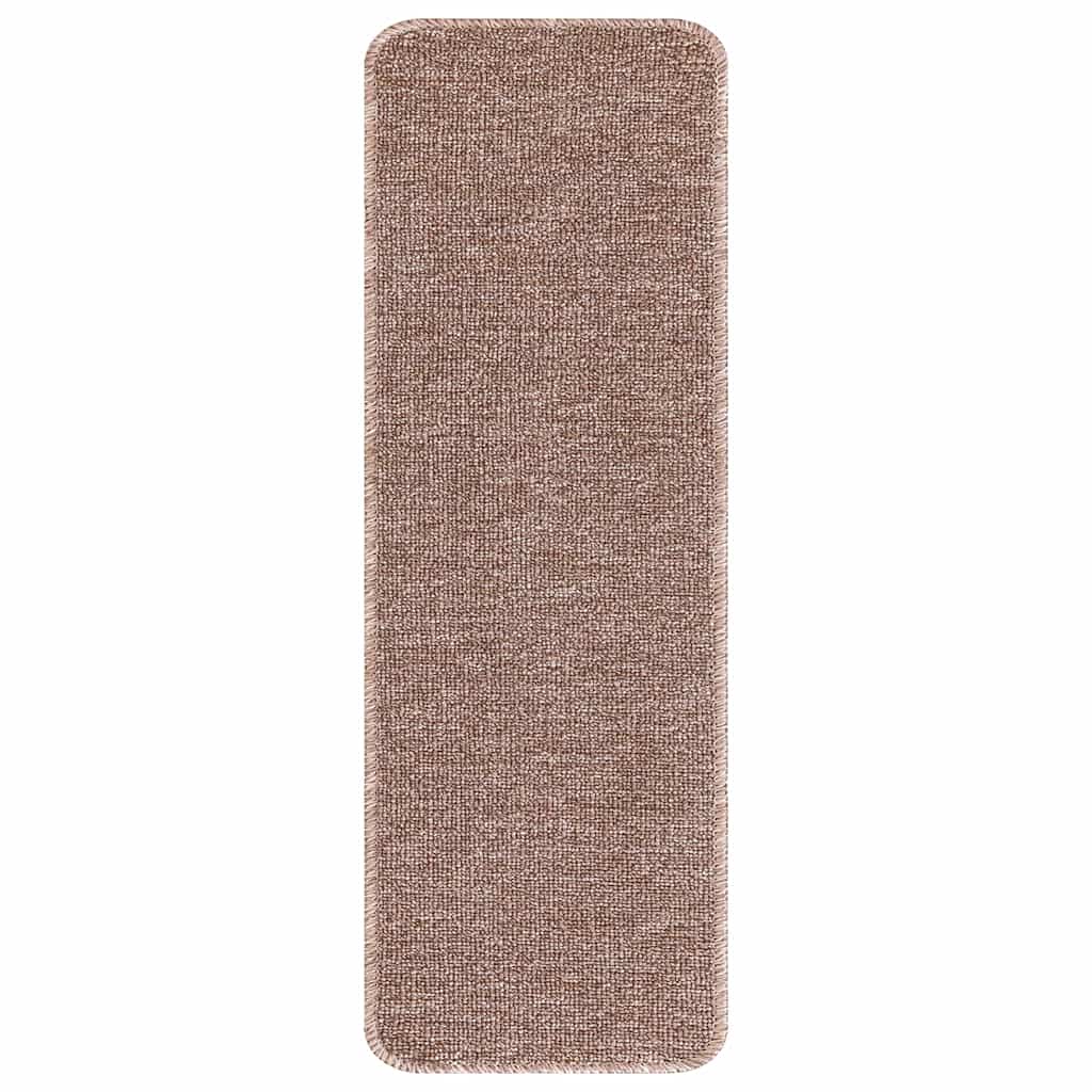 Anti-slip Stair Mats 15 pcs Light brown 60 x 25 cm PP