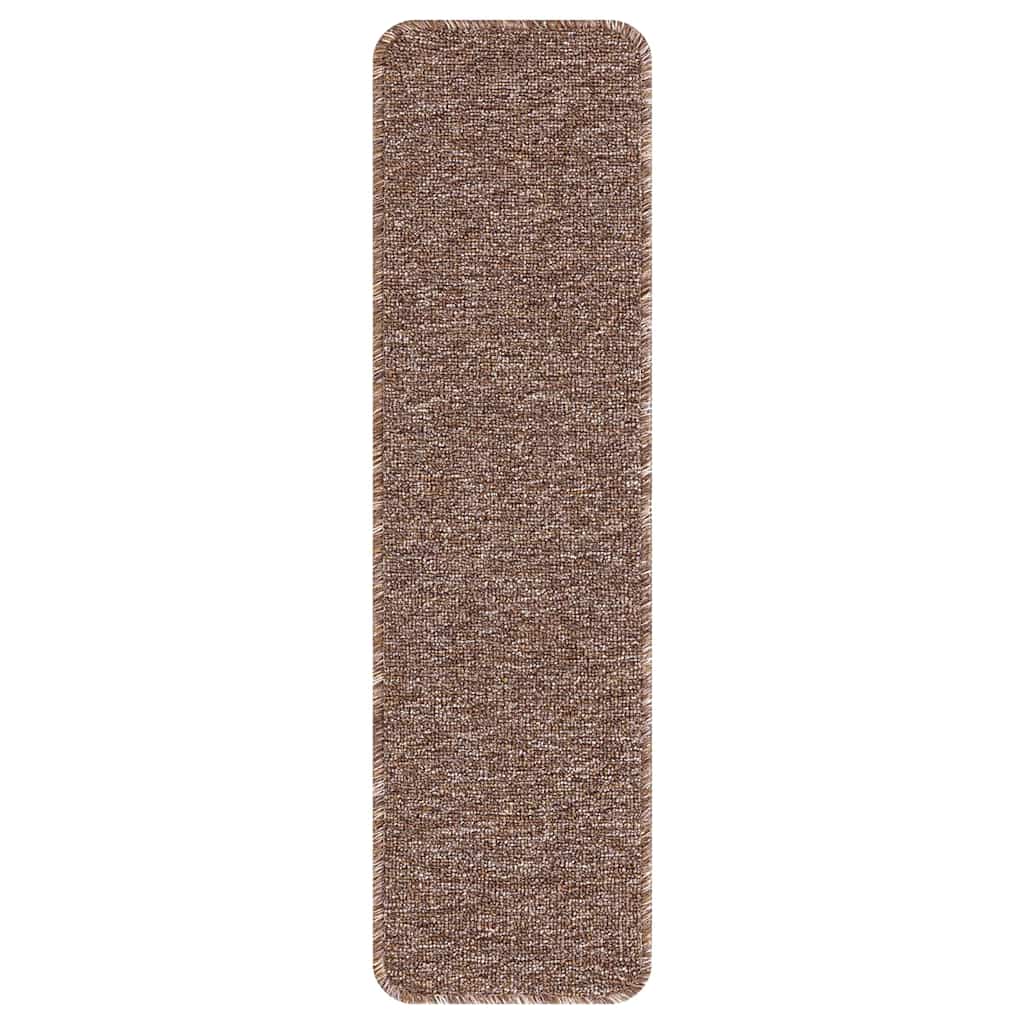 Anti-slip Stair Mats Latex backing 15 pcs Brown 75 x 20 cm PP