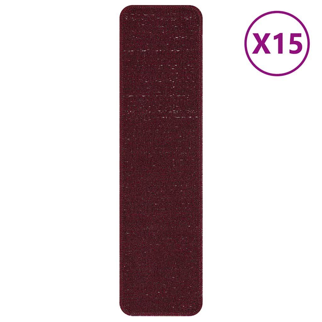 Anti-slip Stair Mats 15 pcs Bordeaux 75 x 20 cm PP