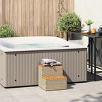 Hot Tub Step Beige 50x50x50.5 cm Poly Rattan and Solid Acacia