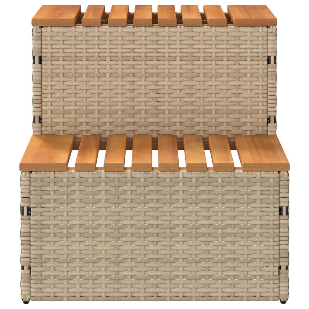 Hot Tub Step Beige 50x50x50.5 cm Poly Rattan and Solid Acacia