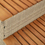 Hot Tub Step Beige 50x50x50.5 cm Poly Rattan and Solid Acacia