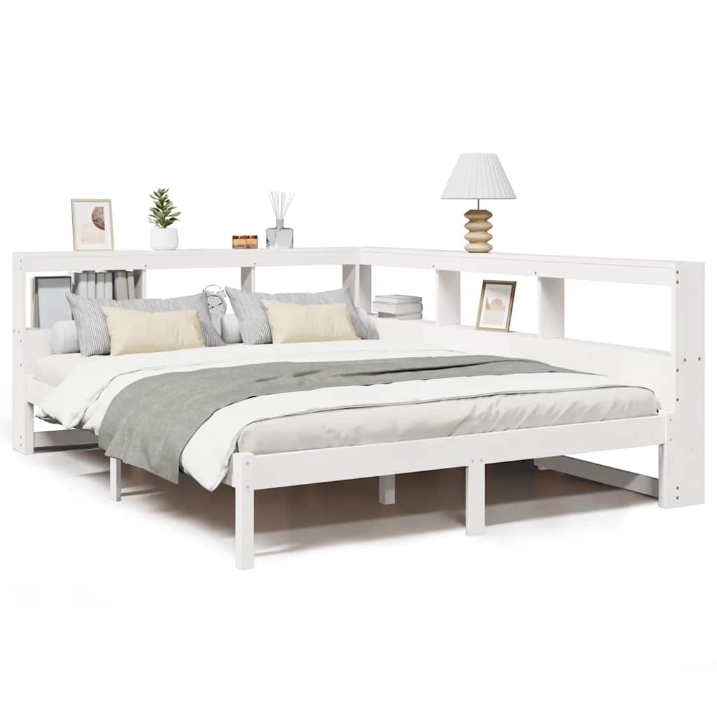 Bookcase Bed without Mattress White 160x200 cm Solid Wood Pine