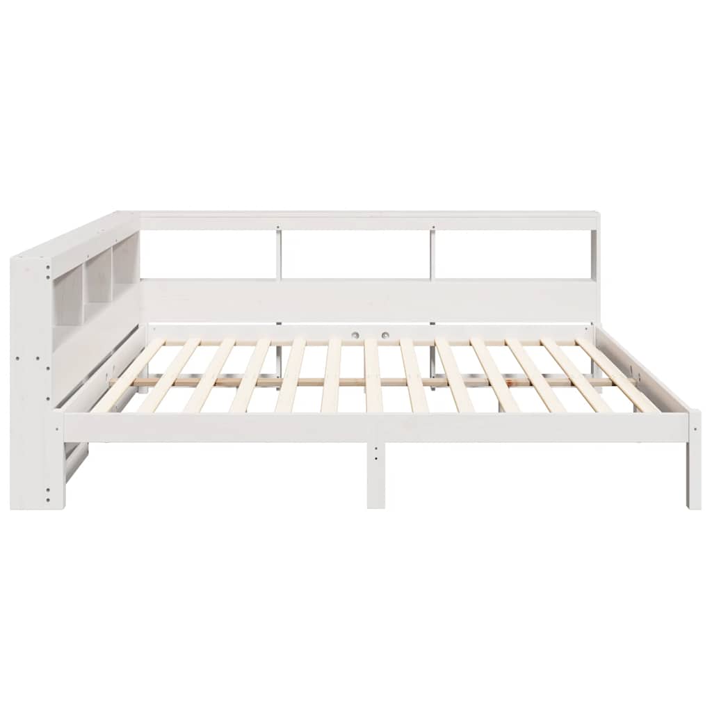 Bookcase Bed without Mattress White 160x200 cm Solid Wood Pine