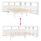 Bookcase Bed without Mattress White 160x200 cm Solid Wood Pine