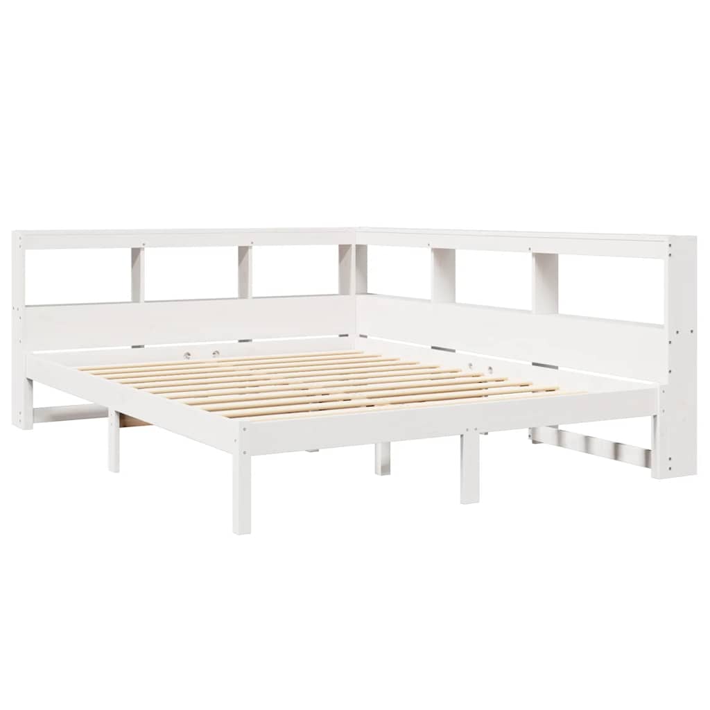 Bookcase Bed without Mattress White 150x200 cm Solid Wood Pine