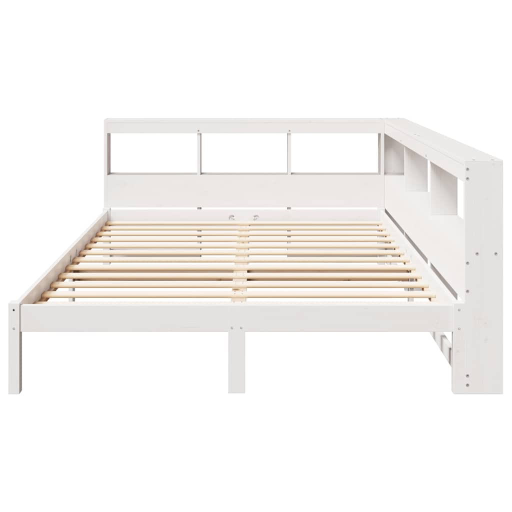 Bookcase Bed without Mattress White 150x200 cm Solid Wood Pine