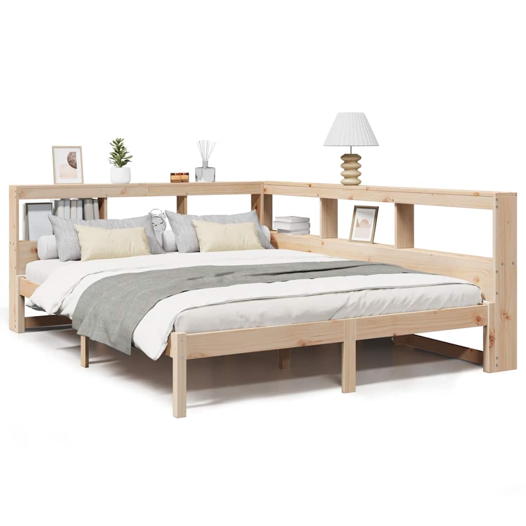 Bookcase Bed without Mattress 140x200 cm Solid Wood Pine