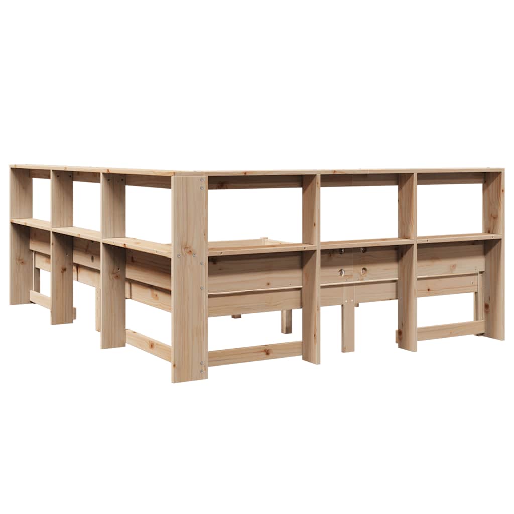 Bookcase Bed without Mattress 140x200 cm Solid Wood Pine
