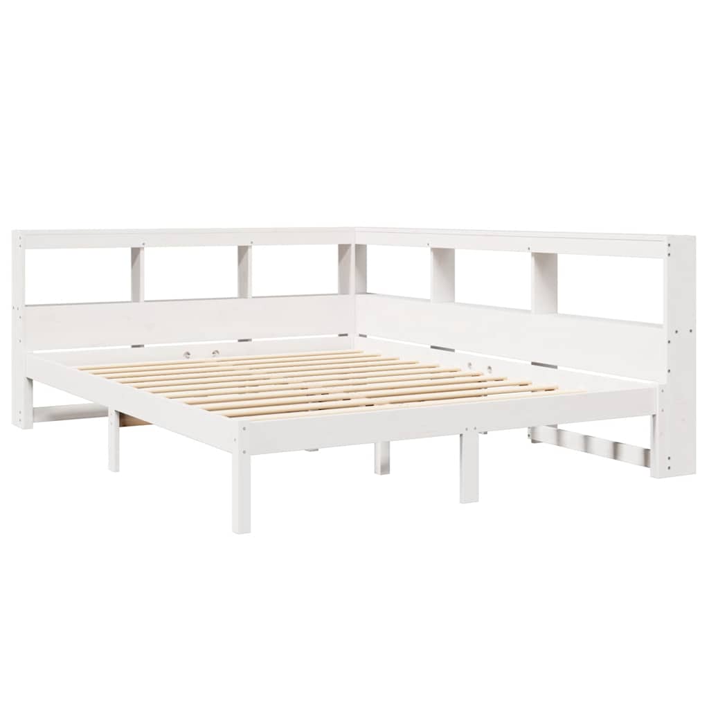 Bookcase Bed without Mattress White 140x200 cm Solid Wood Pine
