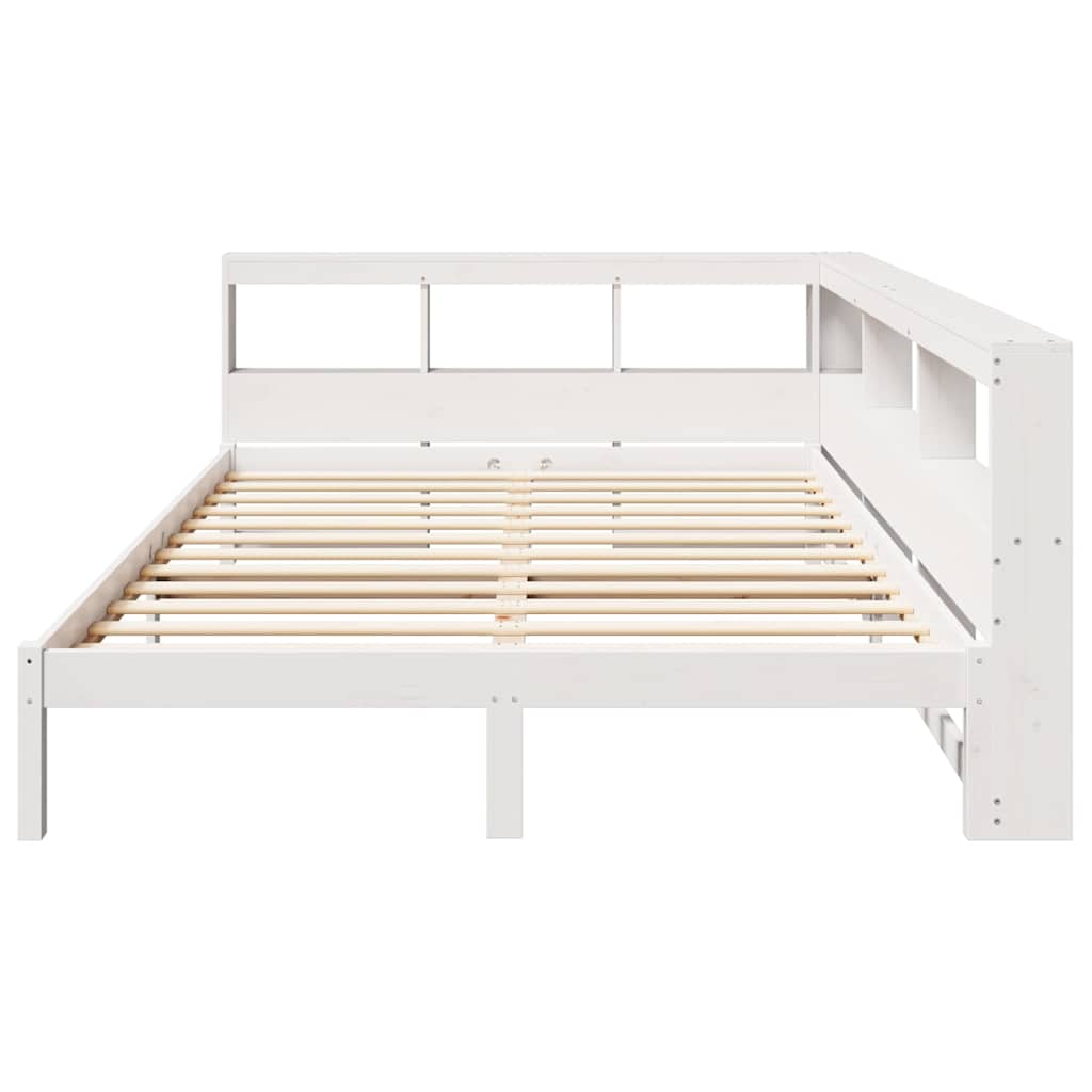 Bookcase Bed without Mattress White 140x200 cm Solid Wood Pine