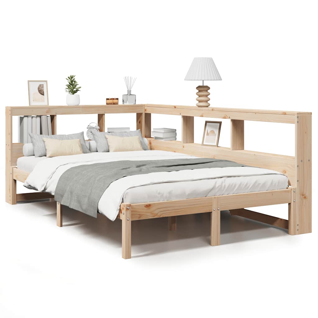 Bookcase Bed without Mattress 120x200 cm Solid Wood Pine
