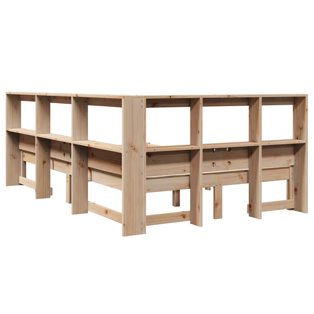 Bookcase Bed without Mattress 120x200 cm Solid Wood Pine