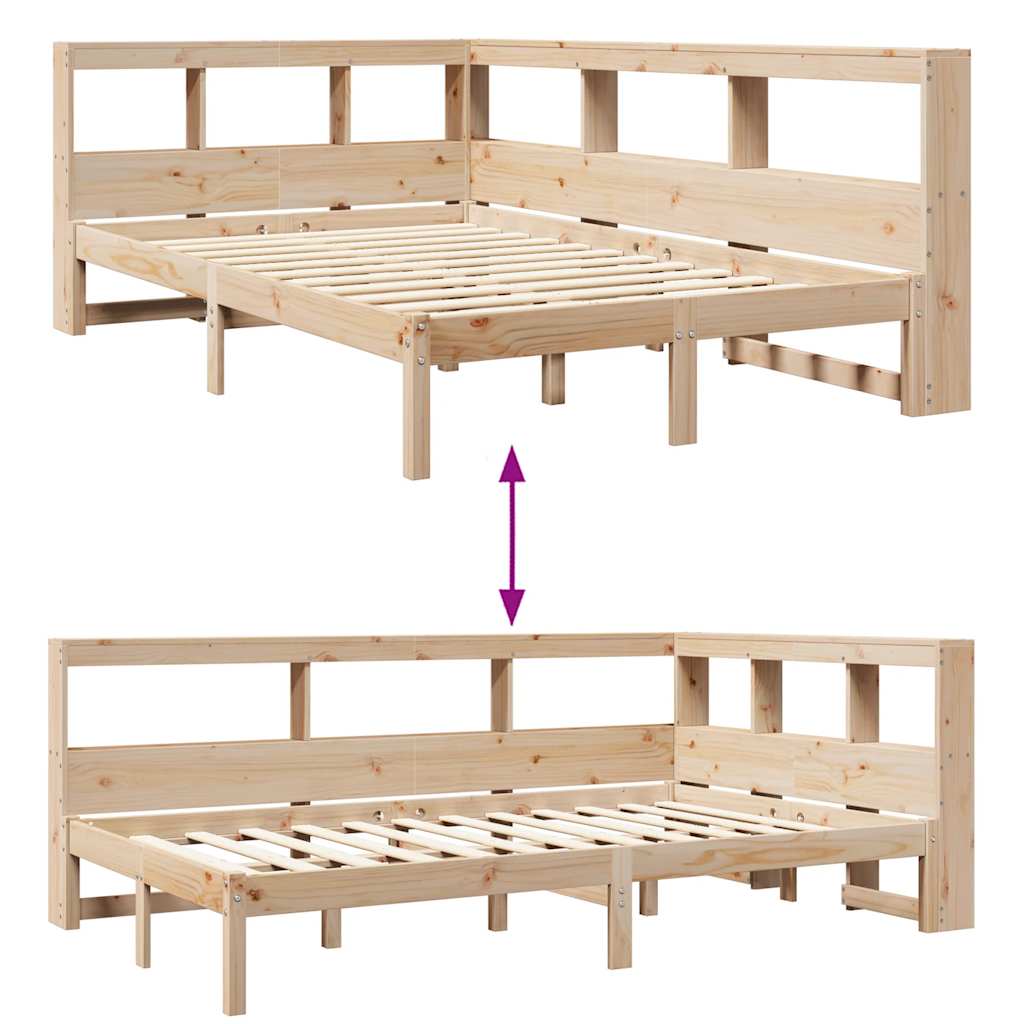 Bookcase Bed without Mattress 120x200 cm Solid Wood Pine