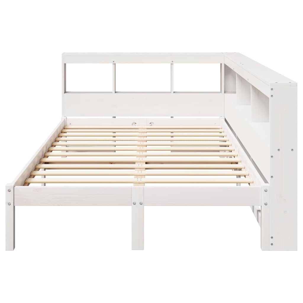 Bookcase Bed without Mattress White 120x190 cm Solid Wood Pine