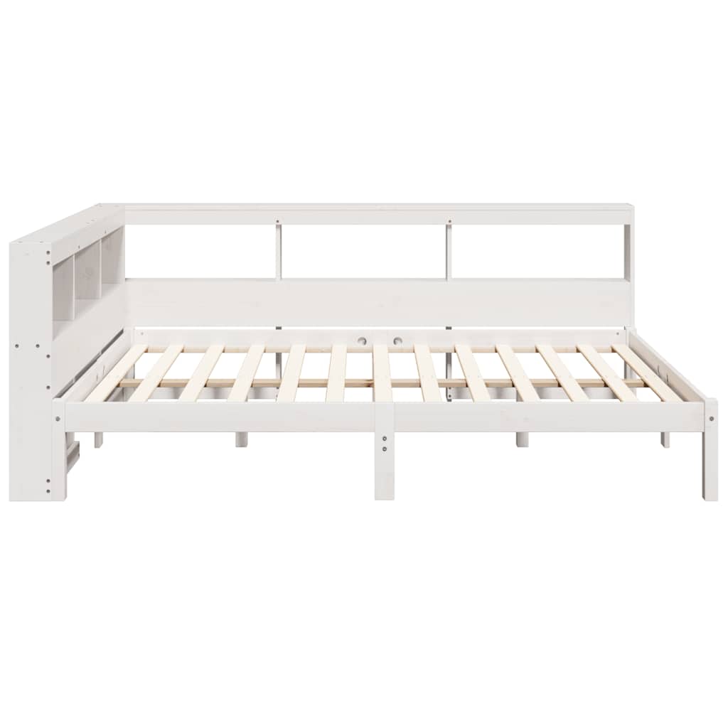 Bookcase Bed without Mattress White 120x190 cm Solid Wood Pine