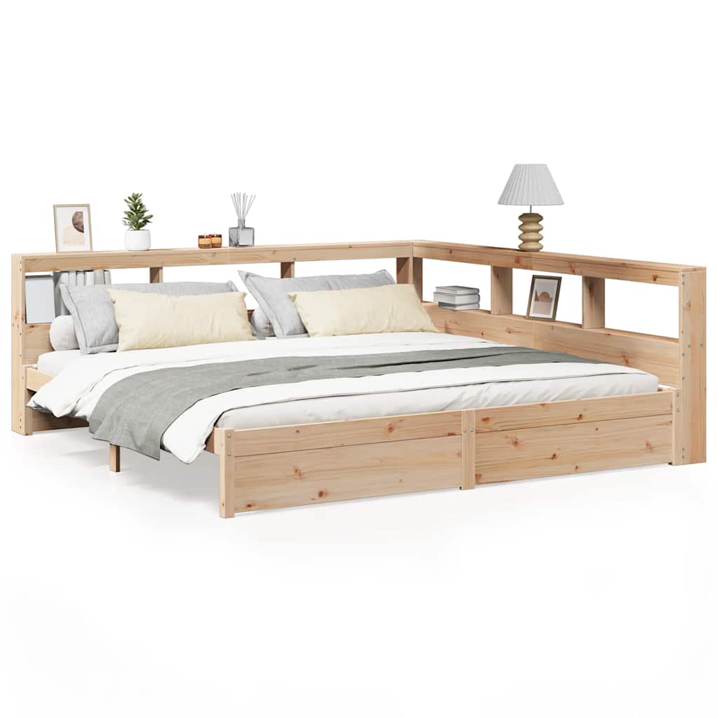 Bookcase Bed without Mattress 200x200 cm Solid Wood Pine