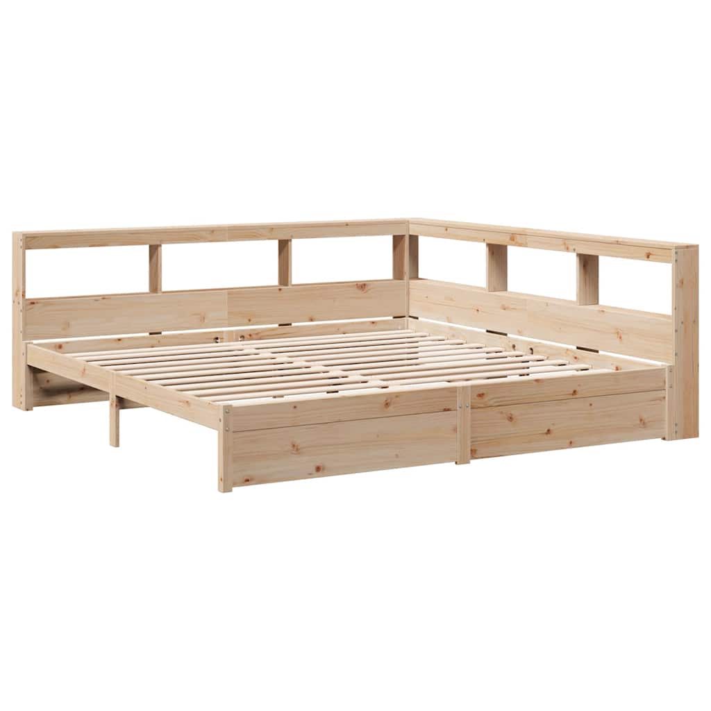 Bookcase Bed without Mattress 200x200 cm Solid Wood Pine