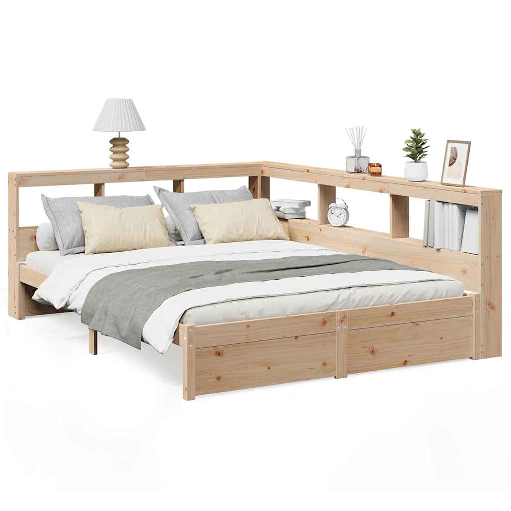 Bookcase Bed without Mattress 160x200 cm Solid Wood Pine