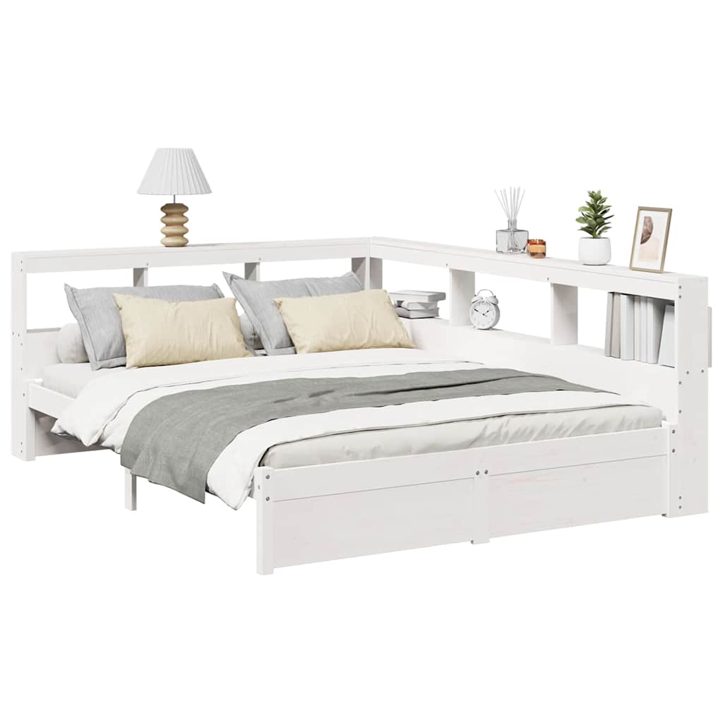 Bookcase Bed without Mattress White 160x200 cm Solid Wood Pine