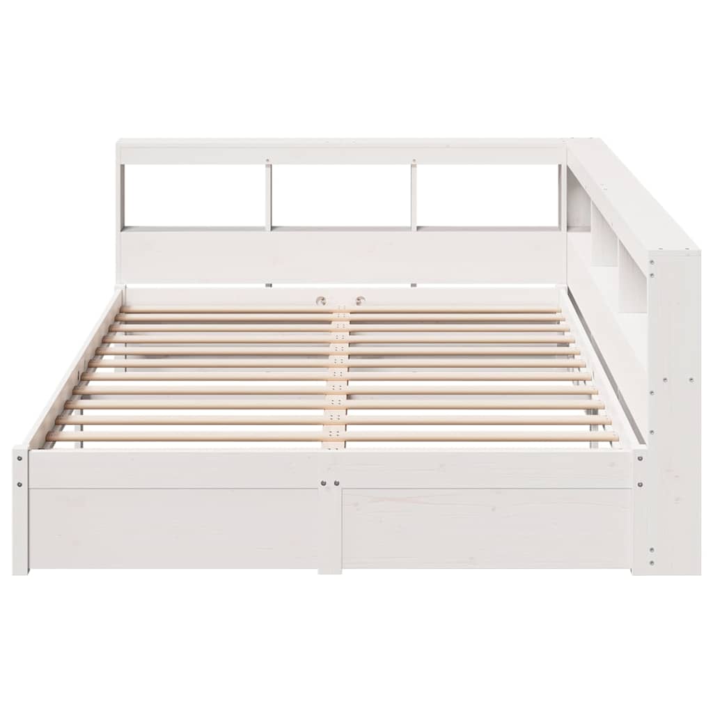 Bookcase Bed without Mattress White 160x200 cm Solid Wood Pine