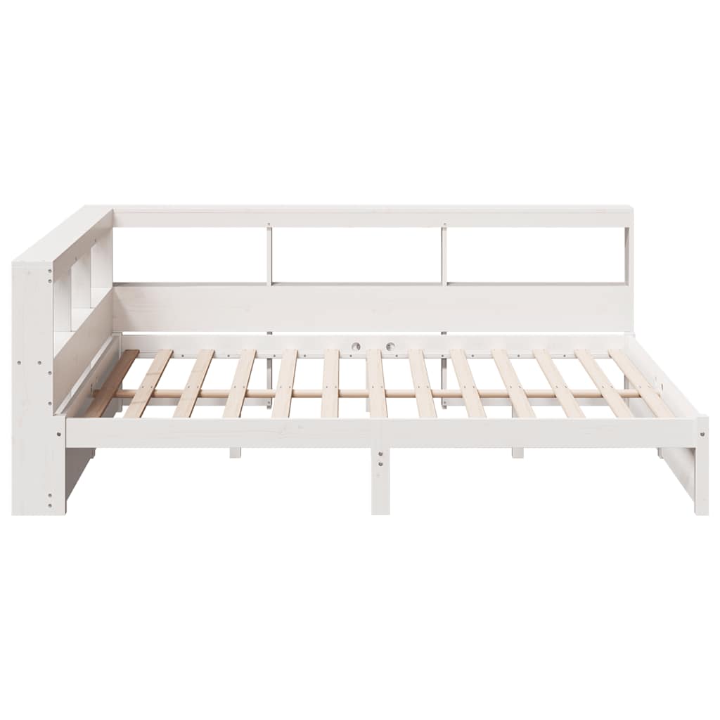 Bookcase Bed without Mattress White 160x200 cm Solid Wood Pine