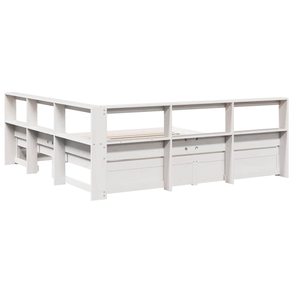 Bookcase Bed without Mattress White 160x200 cm Solid Wood Pine