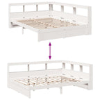 Bookcase Bed without Mattress White 160x200 cm Solid Wood Pine