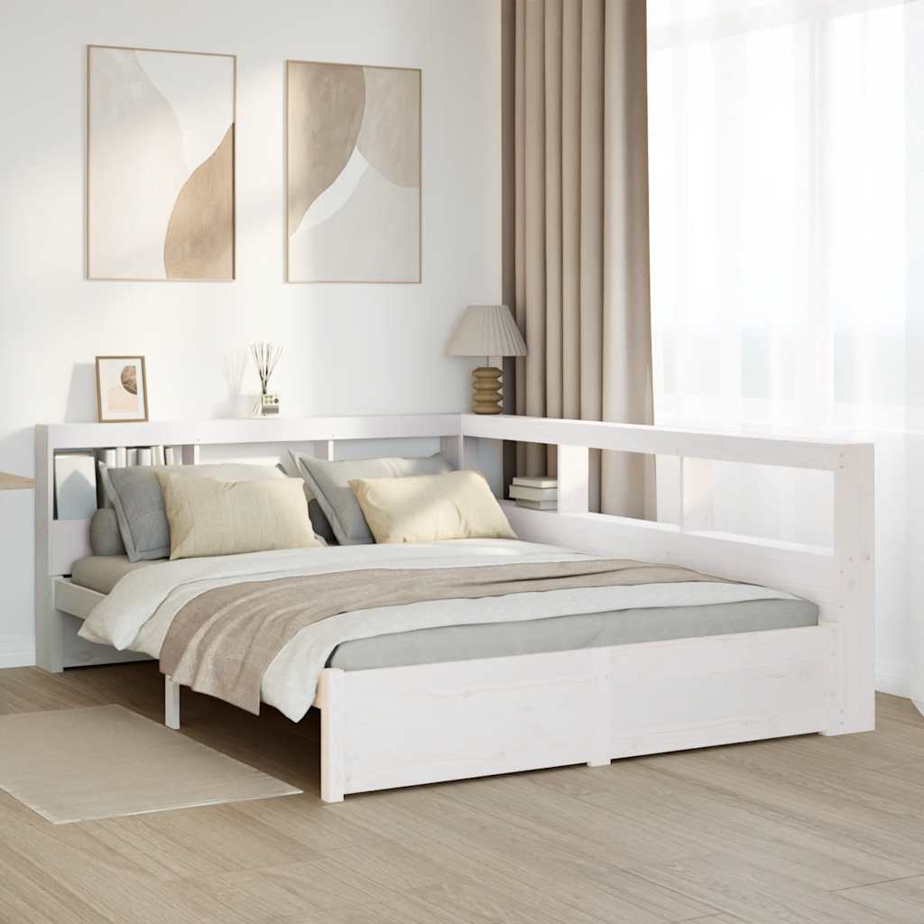 Bookcase Bed without Mattress White 160x200 cm Solid Wood Pine