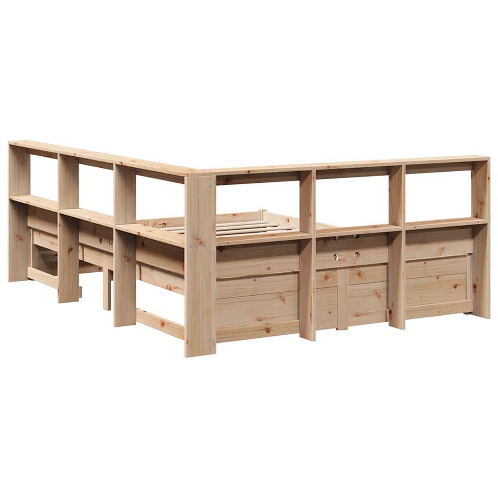 Bookcase Bed without Mattress 140x200 cm Solid Wood Pine