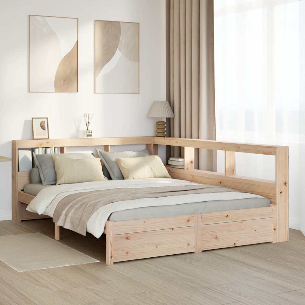 Bookcase Bed without Mattress 140x200 cm Solid Wood Pine