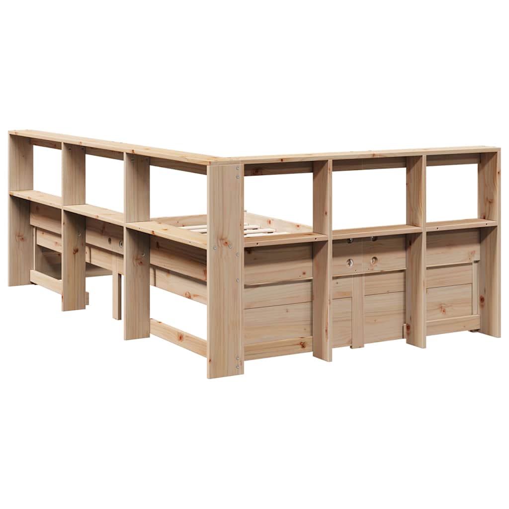 Bookcase Bed without Mattress 120x200 cm Solid Wood Pine