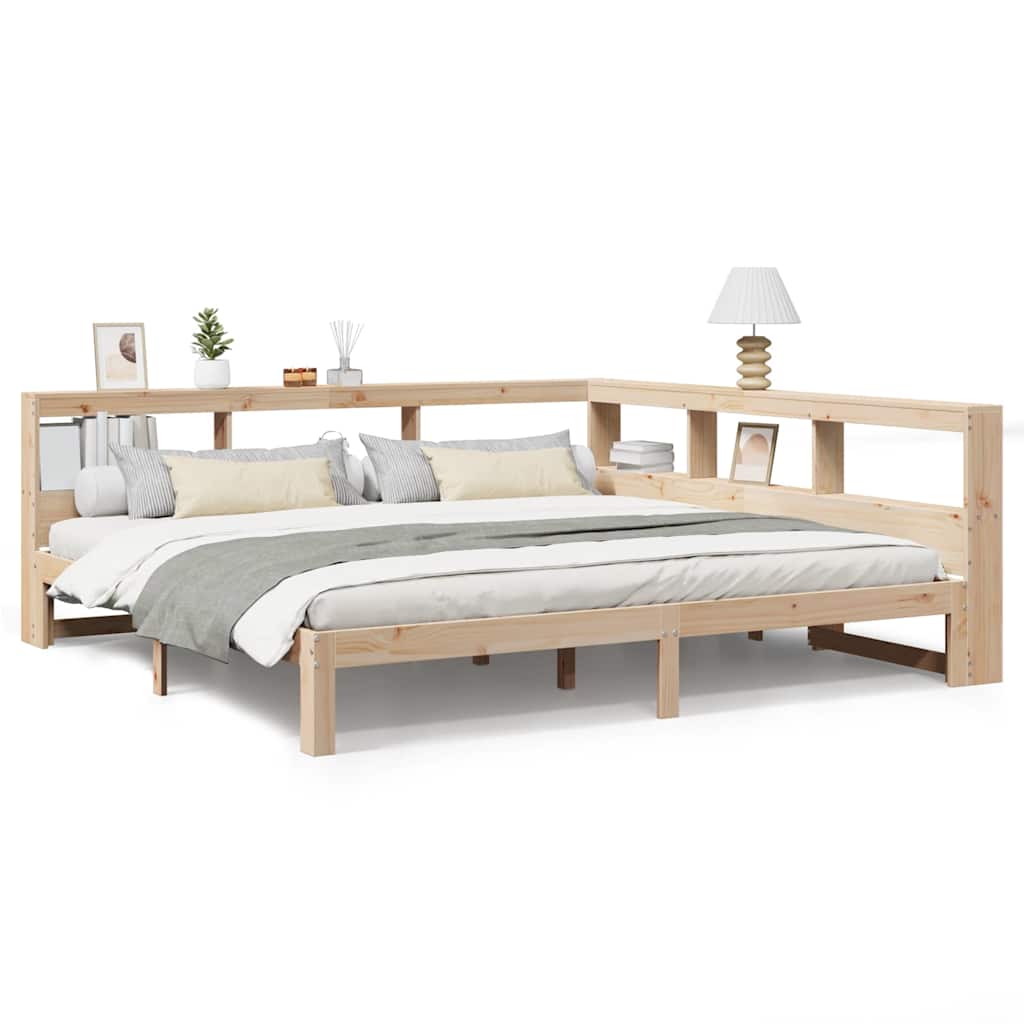 Bookcase Bed without Mattress 200x200 cm Solid Wood Pine