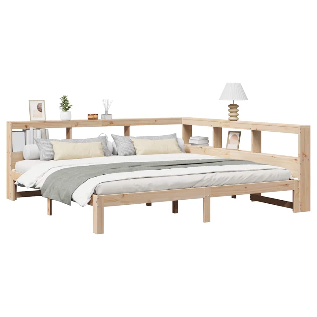 Bookcase Bed without Mattress 200x200 cm Solid Wood Pine