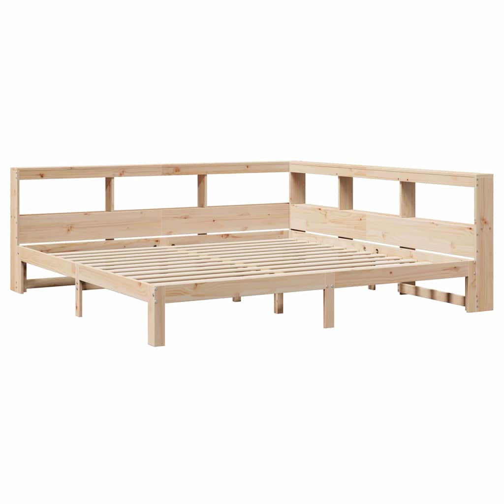 Bookcase Bed without Mattress 200x200 cm Solid Wood Pine
