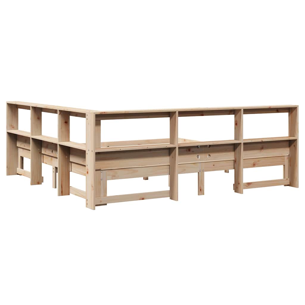 Bookcase Bed without Mattress 200x200 cm Solid Wood Pine