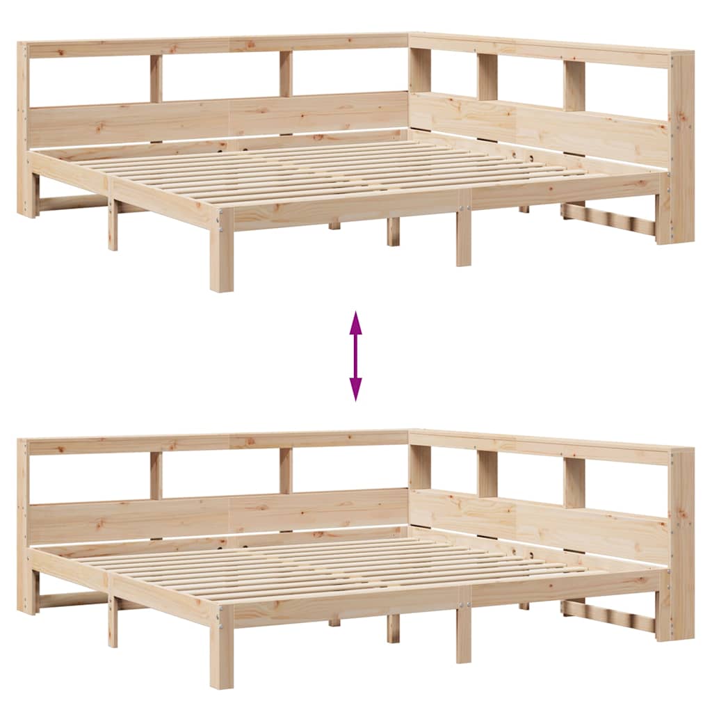 Bookcase Bed without Mattress 200x200 cm Solid Wood Pine