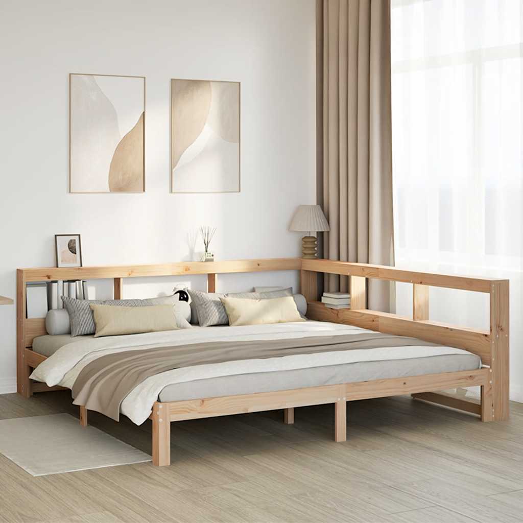 Bookcase Bed without Mattress 200x200 cm Solid Wood Pine
