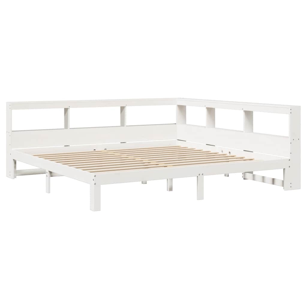Bookcase Bed without Mattress White 200x200 cm Solid Wood Pine