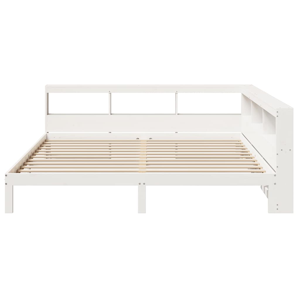 Bookcase Bed without Mattress White 200x200 cm Solid Wood Pine