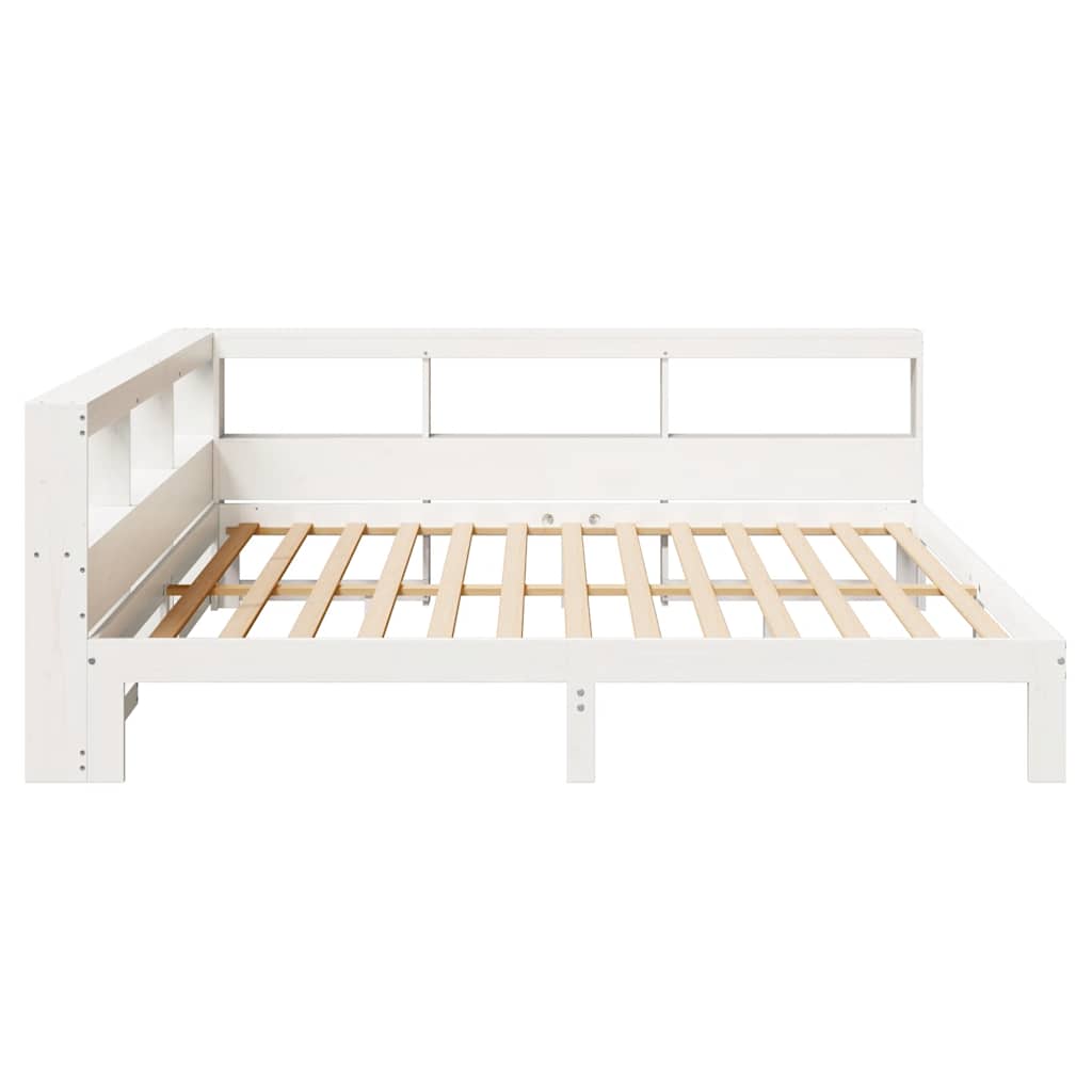 Bookcase Bed without Mattress White 200x200 cm Solid Wood Pine