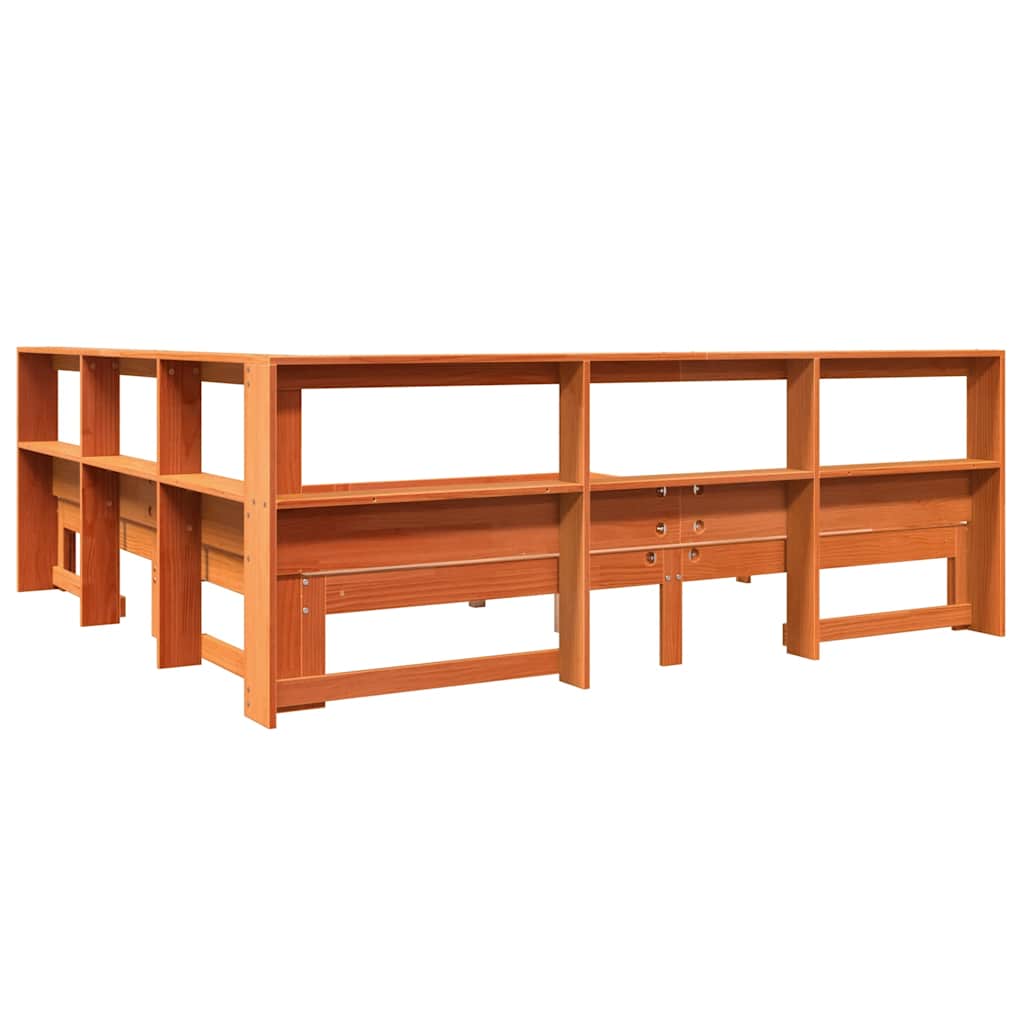 Bookcase Bed without Mattress Wax Brown 180x200 cm Solid Wood Pine