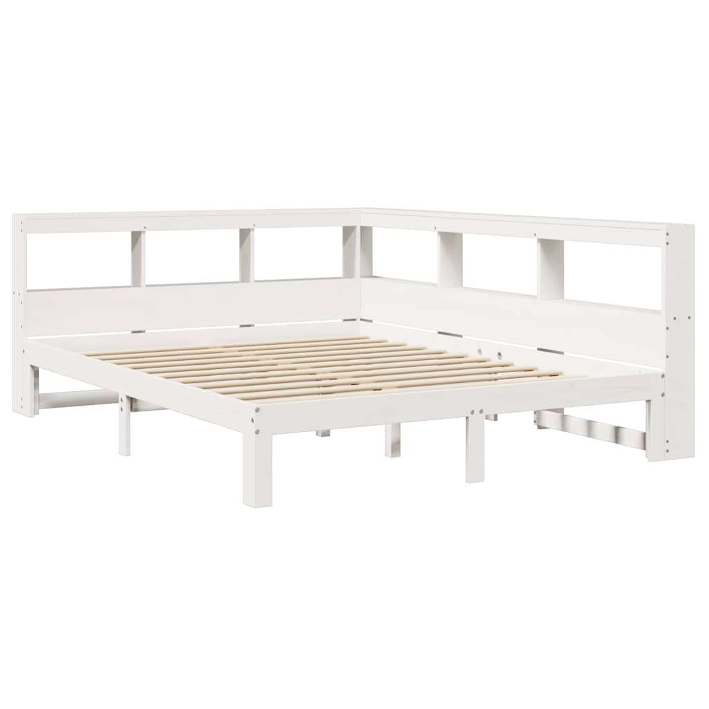 Bookcase Bed without Mattress White 160x200 cm Solid Wood Pine
