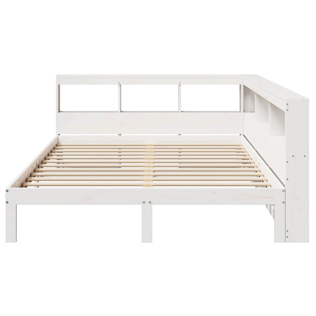 Bookcase Bed without Mattress White 160x200 cm Solid Wood Pine
