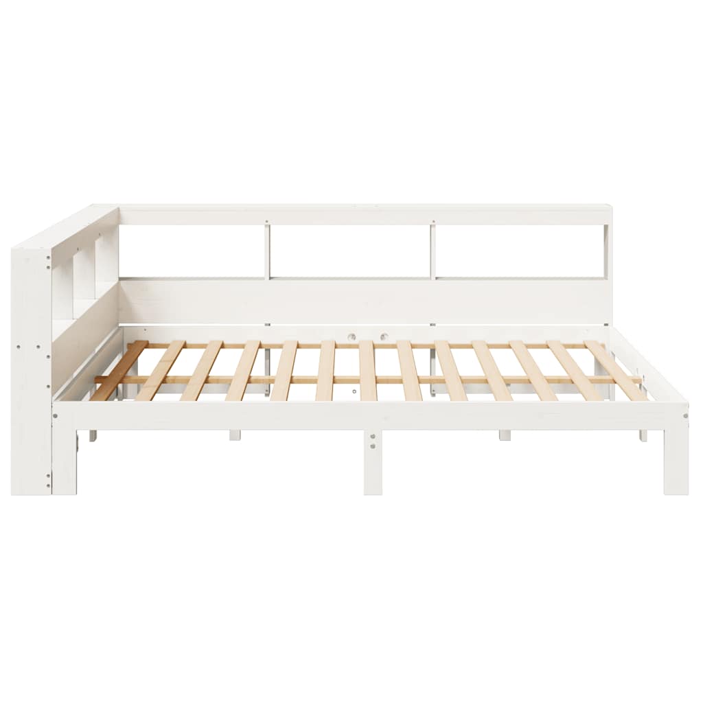 Bookcase Bed without Mattress White 160x200 cm Solid Wood Pine