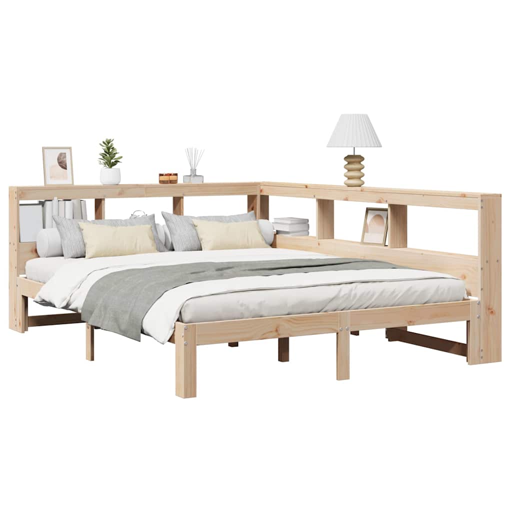 Bookcase Bed without Mattress 140x200 cm Solid Wood Pine