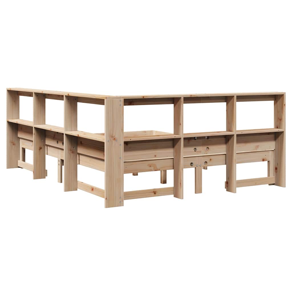 Bookcase Bed without Mattress 140x200 cm Solid Wood Pine