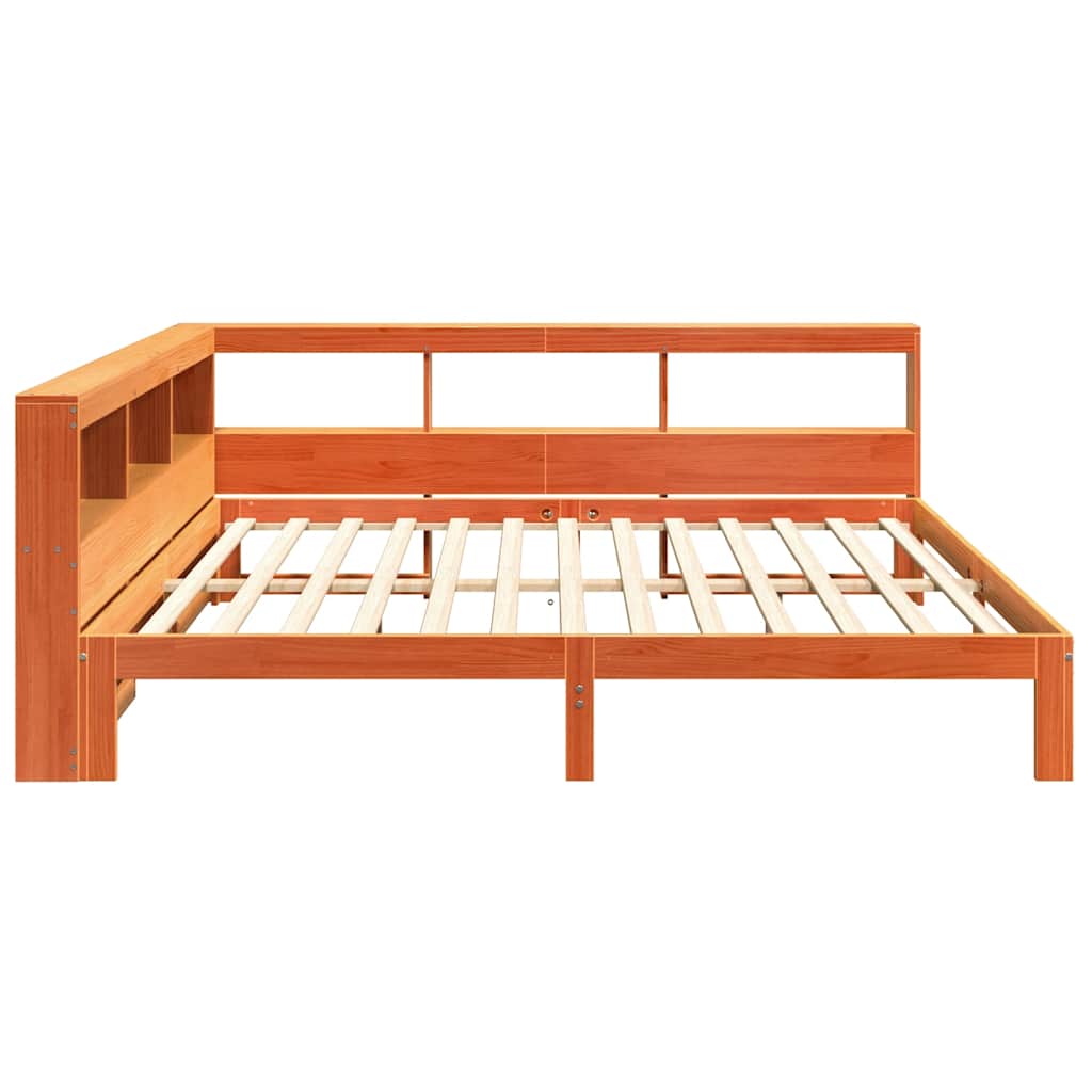 Bookcase Bed without Mattress Wax Brown 140x200 cm Solid Wood Pine